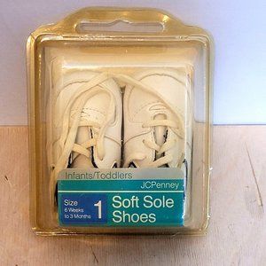 Vintage JC Penney Soft Sole Shoes Infant Toddler Size 1 White Original Package